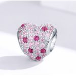 Silberanhänger, Blumenherz, rosa