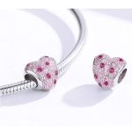 Silberanhänger, Blumenherz, rosa