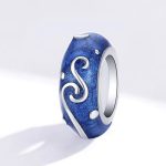 Silberanhänger mit Inda-Muster, blau