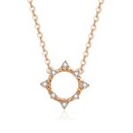 Silberne Halskette mit Sonnenanhänger, Roségold