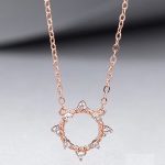 Silberne Halskette mit Sonnenanhänger, Roségold