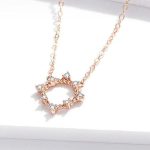 Silberne Halskette mit Sonnenanhänger, Roségold