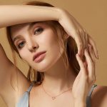 Silberne Halskette mit Sonnenanhänger, Roségold