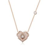 Halskette mit dekorativem Herzanhänger, Silber, Roségold