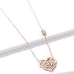 Halskette mit dekorativem Herzanhänger, Silber, Roségold