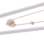 Halskette mit dekorativem Herzanhänger, Silber, Roségold