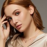 Halskette mit dekorativem Herzanhänger, Silber, Roségold