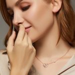 Halskette mit dekorativem Herzanhänger, Silber, Roségold