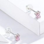 Silberohrringe, Pfote, rosa