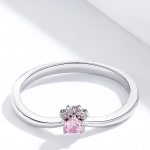 Silberring, Pfote, rosa, Größe 6