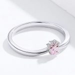 Silberring, Pfote, rosa, Größe 7