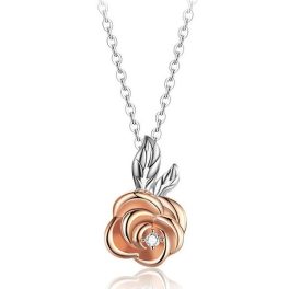 Silberne Halskette mit Rosenanhänger, Roségold