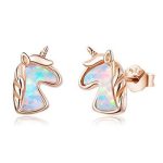 Silberohrringe, Einhorn, Roségold