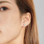 Silberohrringe, Einhorn, Roségold