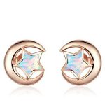 Silberohrringe, Mond-Stern, Roségold