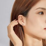 Silberohrringe, Mond-Stern, Roségold