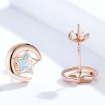 Silberohrringe, Mond-Stern, Roségold