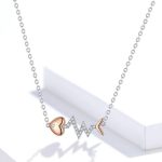 Silberne Halskette mit Fischgräten-Anhänger, Roségold