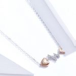 Silberne Halskette mit Fischgräten-Anhänger, Roségold