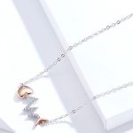 Silberne Halskette mit Fischgräten-Anhänger, Roségold