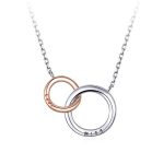 Silberne Halskette, doppelter Ehering mit Anhänger