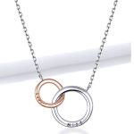 Silberne Halskette, doppelter Ehering mit Anhänger