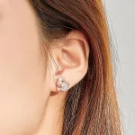 Silberohrringe, Rose mit Herz, Roségold