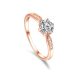 Damen-Verlobungsring, Silber, Roségold, Größe 5