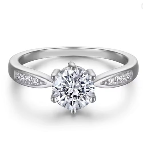 Damen-Verlobungsring, Silber, Roségold, Größe 10