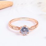 Damen-Verlobungsring, Silber, Roségold, Größe 10