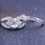 Damen-Verlobungsring, Silber, Größe 9