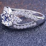 Damen-Verlobungsring, Silber, Größe 6