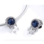 Silberner Perlenanhänger, blau