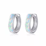 Ezüst fülbevaló, opál