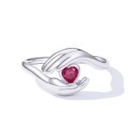 Silberring mit rosa Kristall, Größe 8