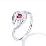 Silberring mit rosa Kristall, Größe 8