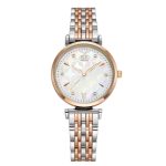 Damenarmbanduhr, mit Metallarmband, Silber-Roségold