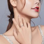 Silberring, Doppelring, mit Kristall, Größe 7