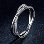 Silberring, Doppelring, mit Kristall, Größe 8