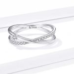 Silberring, Doppelring, mit Kristall, Größe 8