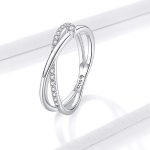 Silberring, Doppelring, mit Kristall, Größe 6