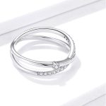 Silberring, Doppelring, mit Kristall, Größe 6