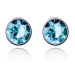  Runde Ohrringe, Aquamarin, verziert mit Swarovski-Kristallen