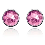  Runde Ohrringe, rosa, verziert mit Swarovski-Kristallen