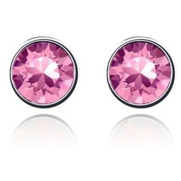  Runde Ohrringe, rosa, verziert mit Swarovski-Kristallen