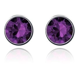  Runde Ohrringe, Amethyst, verziert mit Swarovski-Kristallen