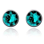  Runde Ohrringe, blauer Zirkon, verziert mit Swarovski-Kristallen