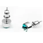  Runde Ohrringe, blauer Zirkon, verziert mit Swarovski-Kristallen