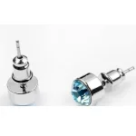  Runde Ohrringe, Aquamarin, verziert mit Swarovski-Kristallen