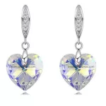  Herzanhänger-Ohrringe, Crystal AB, verziert mit Swarovski-Kristallen